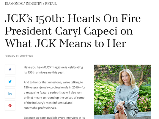 JCK 150th Hearts On Fire President Caryl Capeci