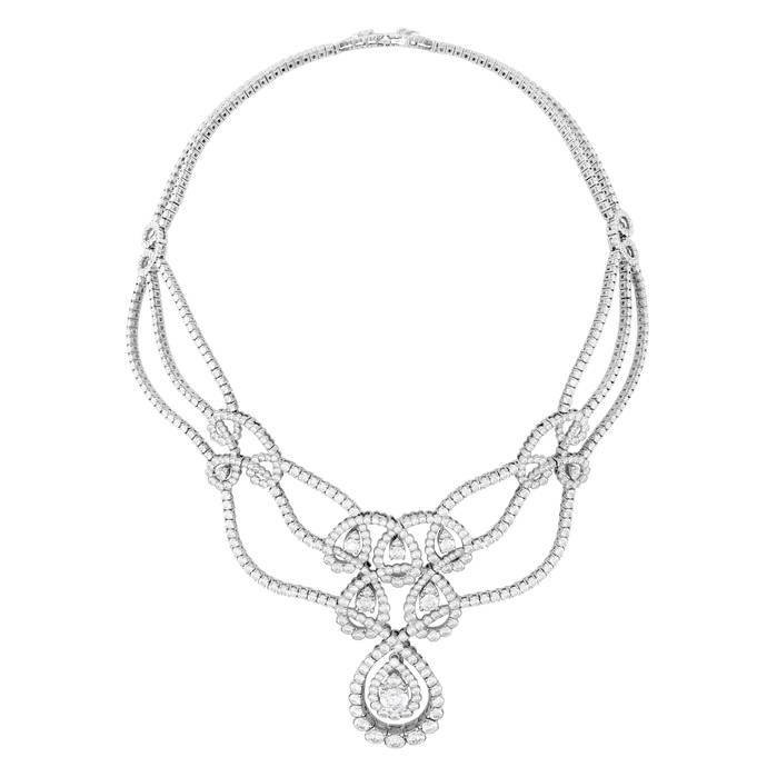 37.4 ctw. Aerial Regal Scroll Diamond Necklace in 18K White Gold