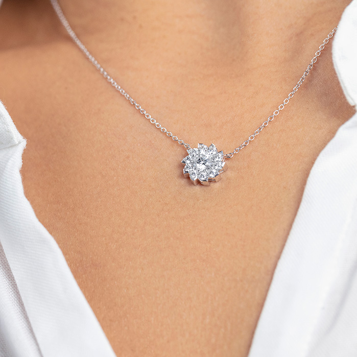 1.3 ctw. Aerial Sol Halo Necklace in 18K White Gold