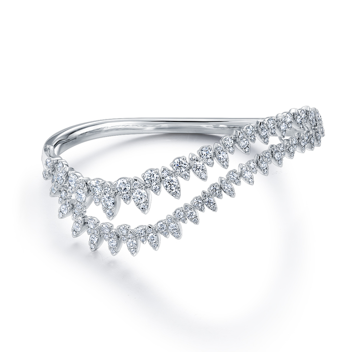 3.49 ctw. Aerial Twisted Dewdrop Bangle in 18K White Gold