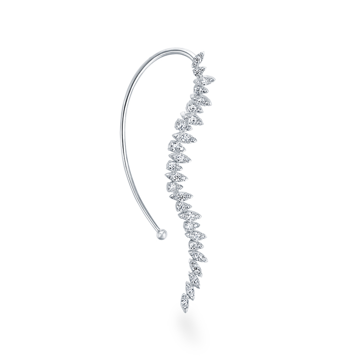 1.33 ctw. Aerial Twisted Dewdrop Ear Cuff Right in 18K White Gold