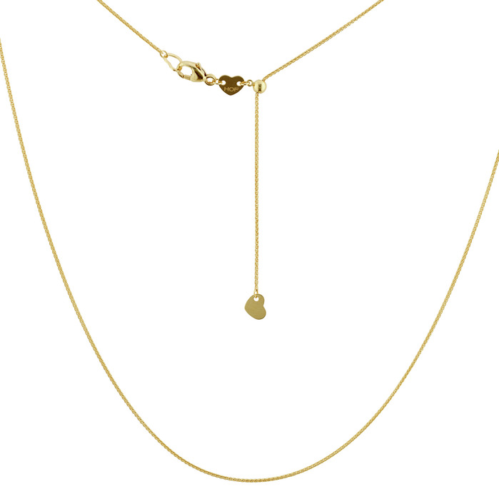 Adjustable Lightweight Wheat Chain in 18K Yellow Gold