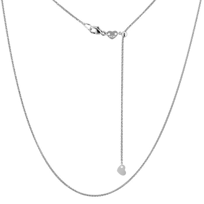 Adjustable Heavyweight Wheat Chain in 18K White Gold