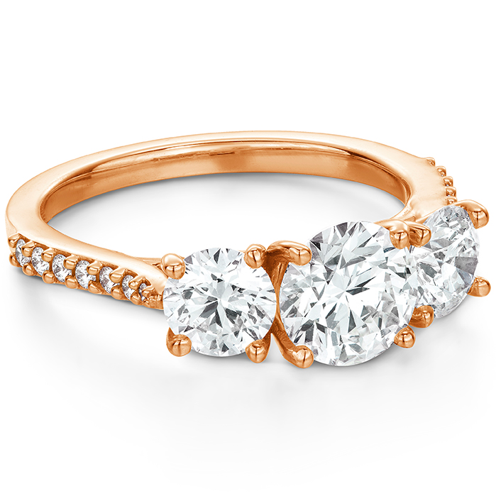 0.91 ctw. Camilla 3 Stone Diamond Engagement Ring in 18K Rose Gold