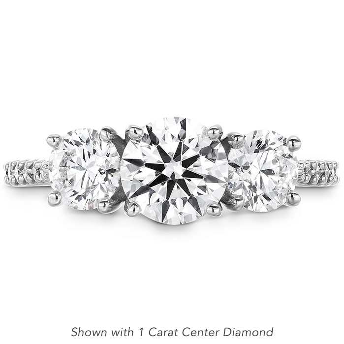 0.91 ctw. Camilla 3 Stone Diamond Engagement Ring in Platinum