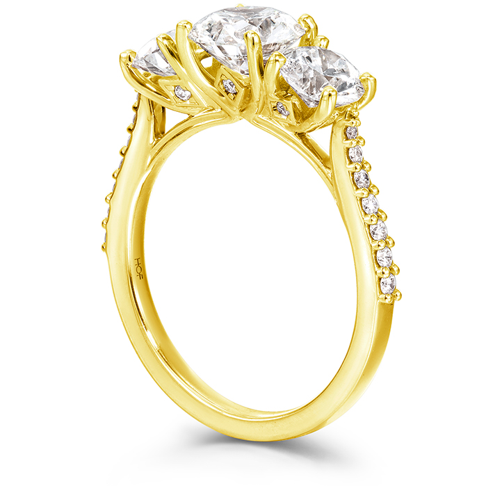 0.91 ctw. Camilla 3 Stone Diamond Engagement Ring in 18K Yellow Gold