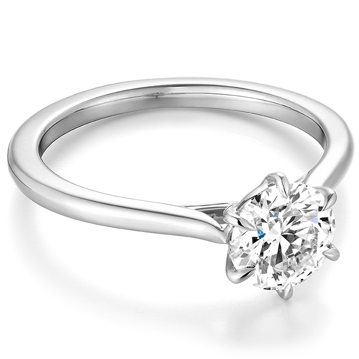 Camilla 6 Prong Engagement Ring in 18K White Gold