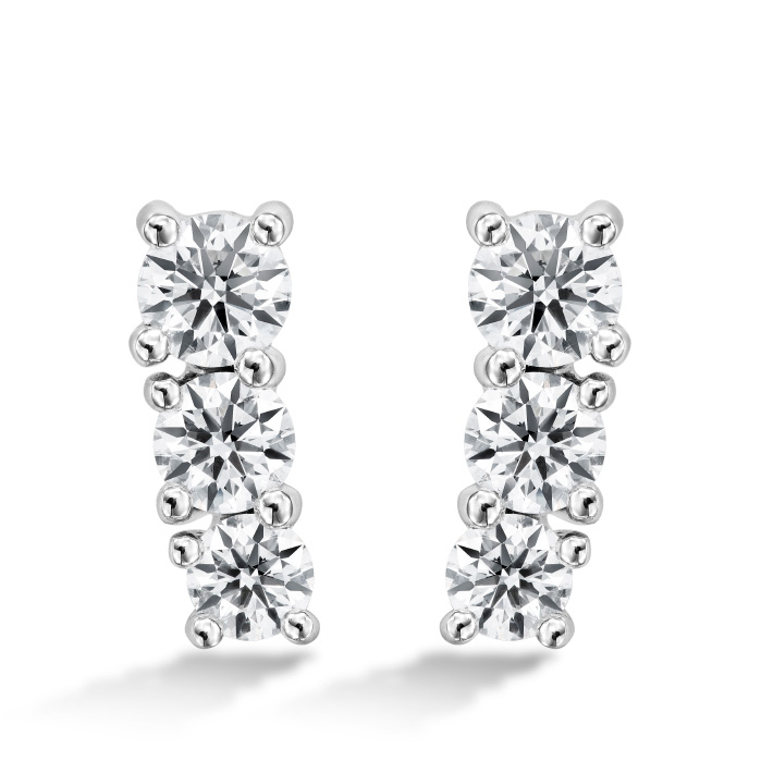 1.21 ctw. Cascade Earring Climber 3 Stone in 18K White Gold