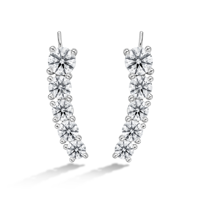 5.69 ctw. Cascade Earring Climber 5 Stone in 18K White Gold