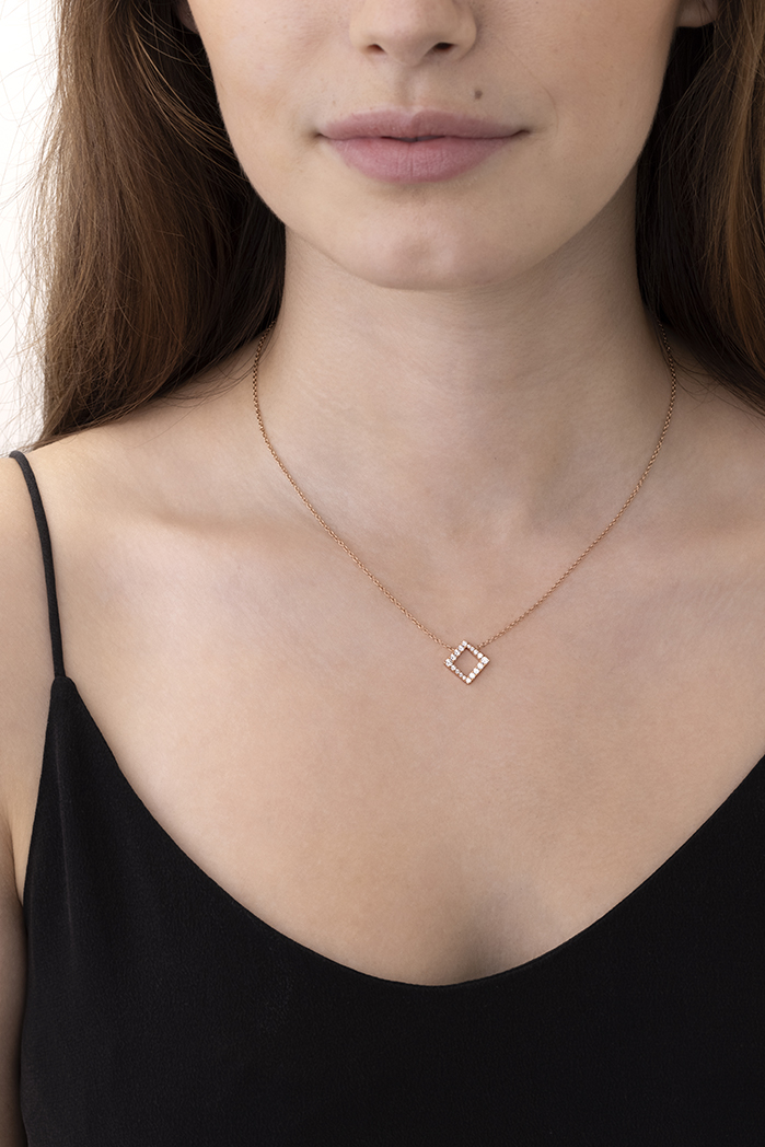 0.28 ctw. Charmed Square Pendant in 18K Rose Gold