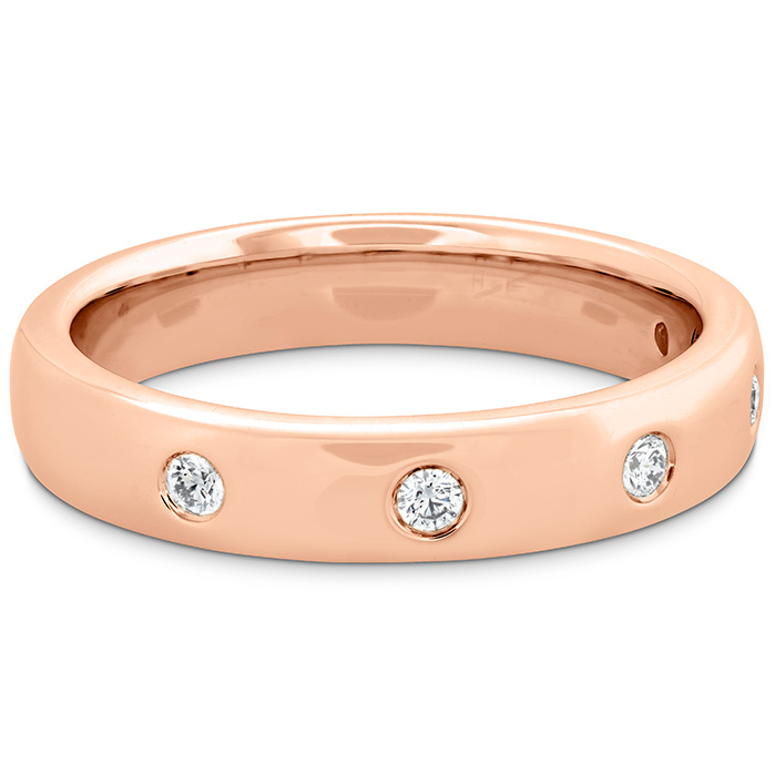 0.1 ctw. Coupled Multi Diamond Round Burnish B and 4mm in 18K Rose Gold