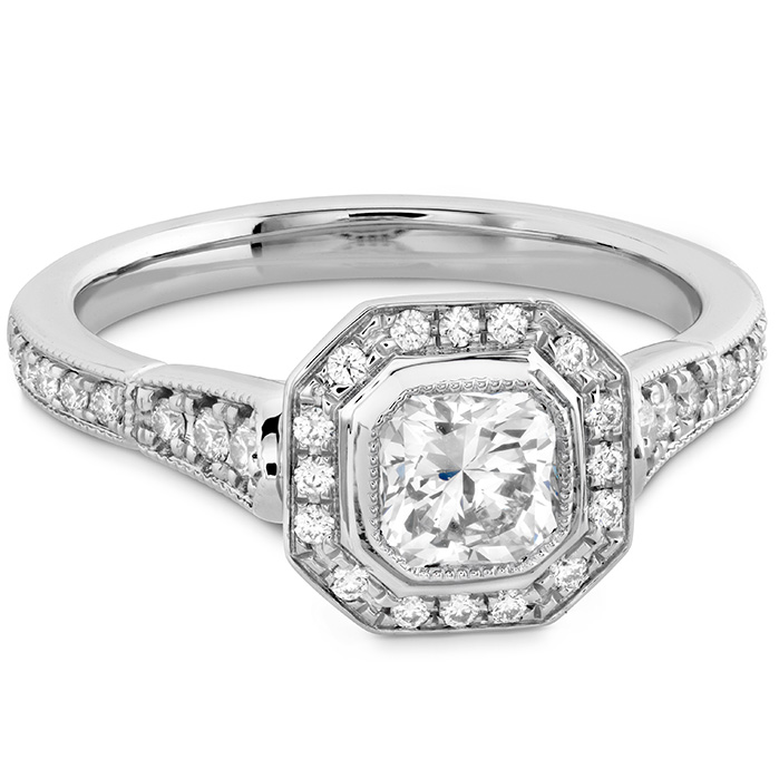 0.28 ctw. Deco Chic DRM Halo Engagement Ring in 18K White Gold