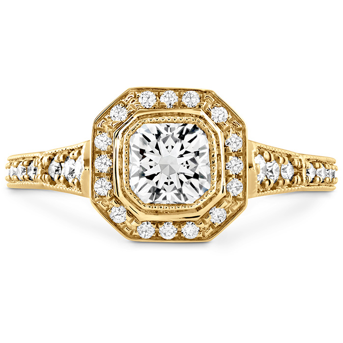 0.3 ctw. Deco Chic DRM Halo Engagement Ring in 18K Yellow Gold