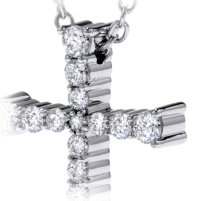 0.8 ctw. Divine Journey Cross Pendant Necklace in 18K White Gold