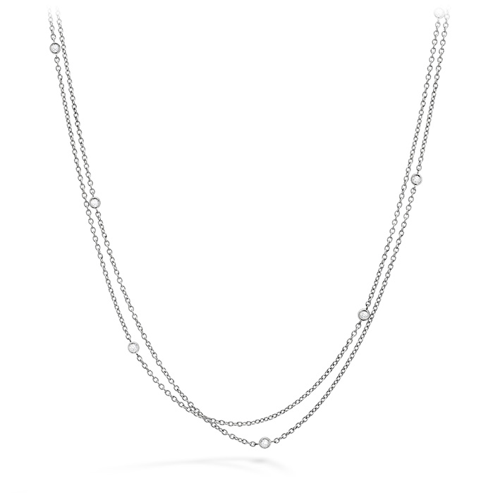 0.1 ctw. HOF Double Chain Bezel Necklace in 18K White Gold