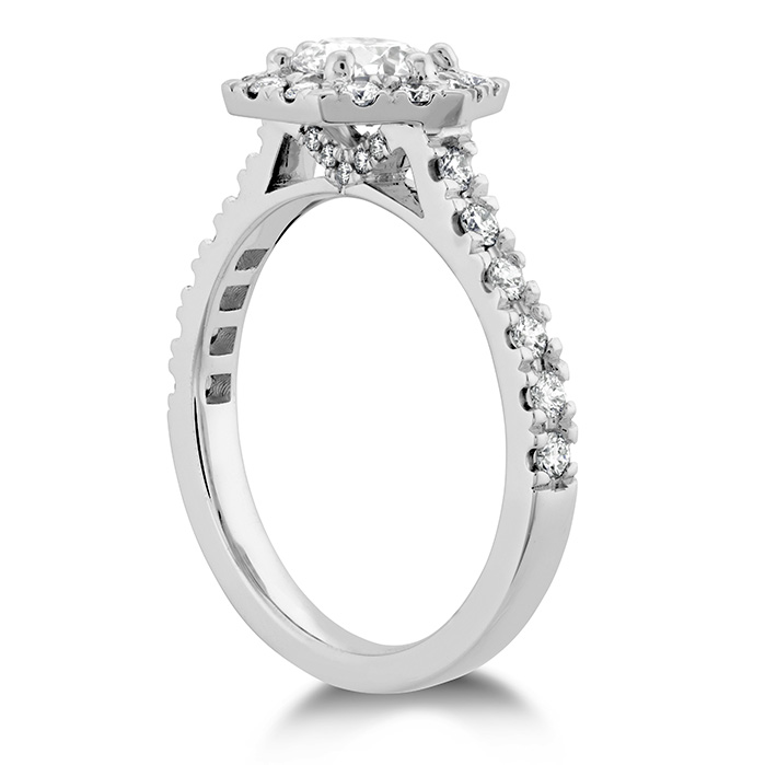 0.45 ctw. HOF Hexagonal Engagement Ring - Diamond Band in 18K White Gold