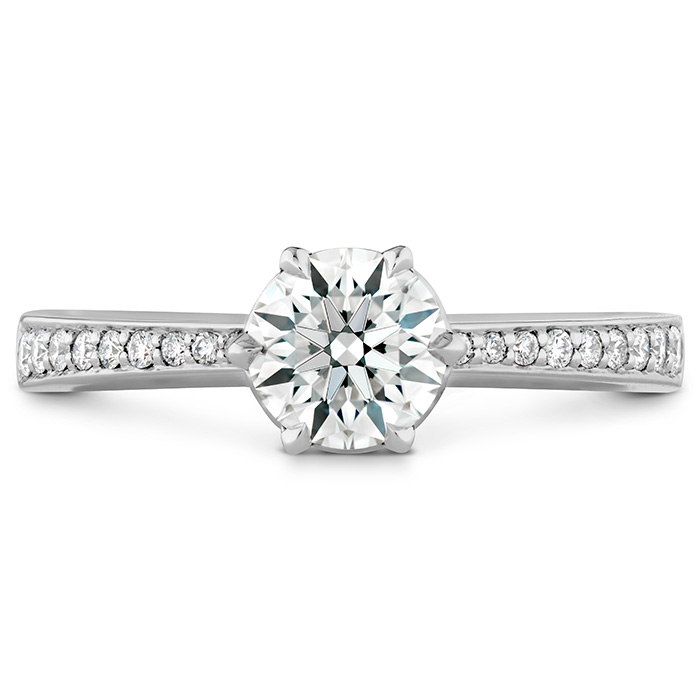 0.1 ctw. HOF Signature 6 Prong Engagement Ring - Diamond Band in Platinum