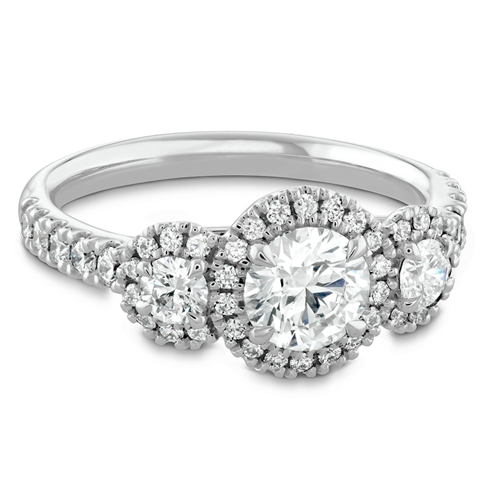 1.05 ctw. Integrity HOF Three Stone Engagement Ring in 18K White Gold
