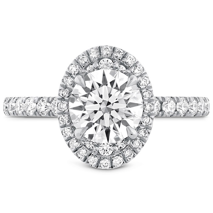 0.44 ctw. Juliette Oval Halo Diamond Engagement Ring in 18K White Gold