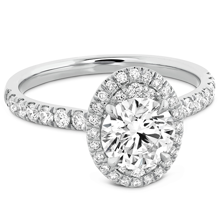 0.43 ctw. Juliette Oval Halo Diamond Engagement Ring in 18K White Gold