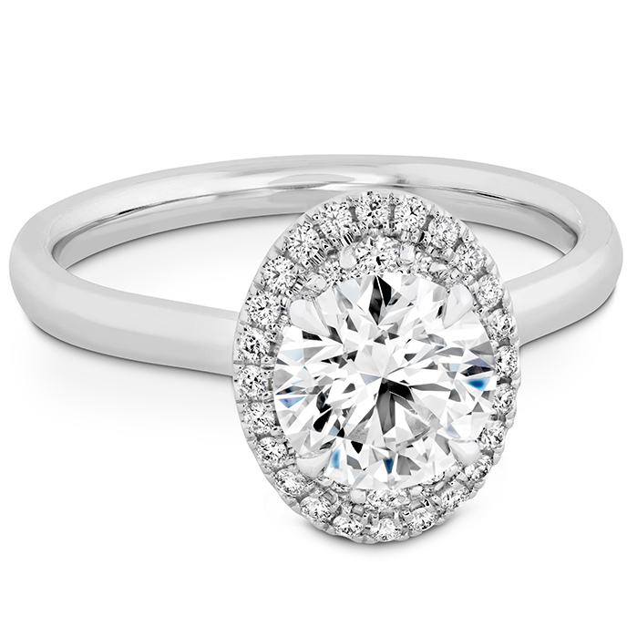 0.15 ctw. Juliette Oval Halo Engagement Ring in 18K White Gold