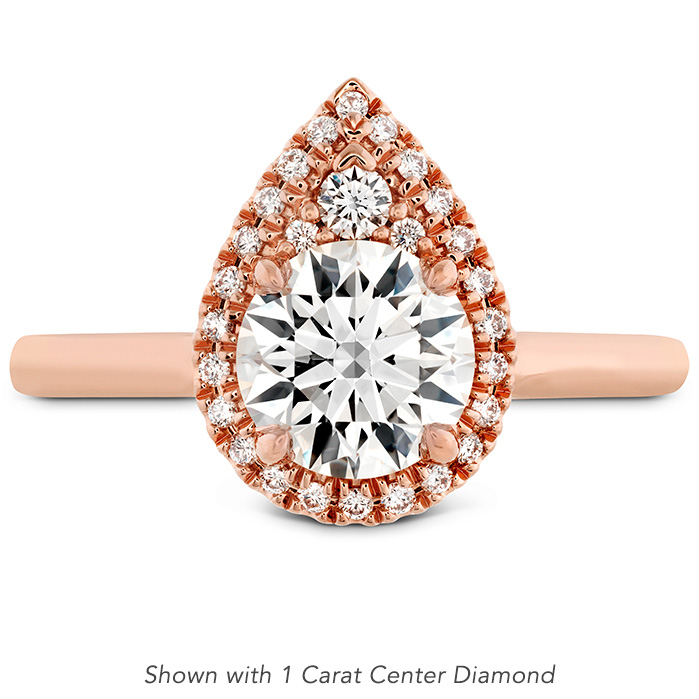0.13 ctw. Juliette Pear Halo Engagement Ring in 18K Rose Gold