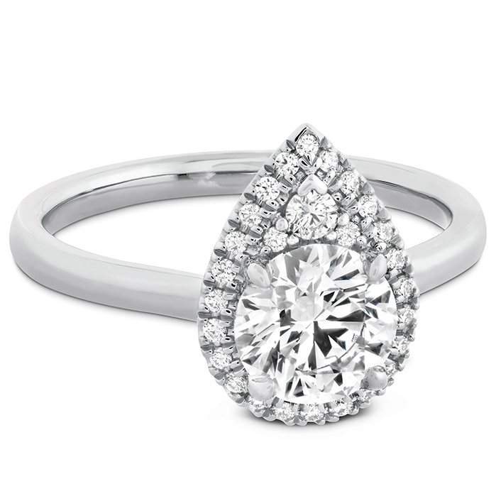 0.13 ctw. Juliette Pear Halo Engagement Ring in 18K White Gold