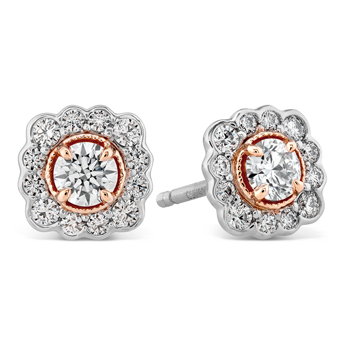 0.56 ctw. Liliana Flower Stud Earrings in 18K Rose Gold w/Platinum