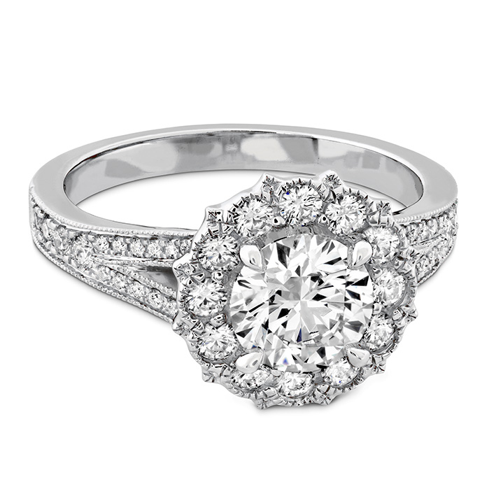0.5 ctw. Liliana Halo Engagement Ring - Dia Band in Platinum