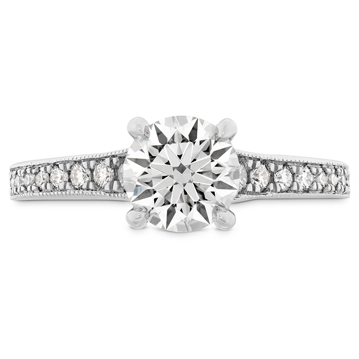 0.2 ctw. Liliana Milgrain Engagement Ring - Dia Band in 18K White Gold