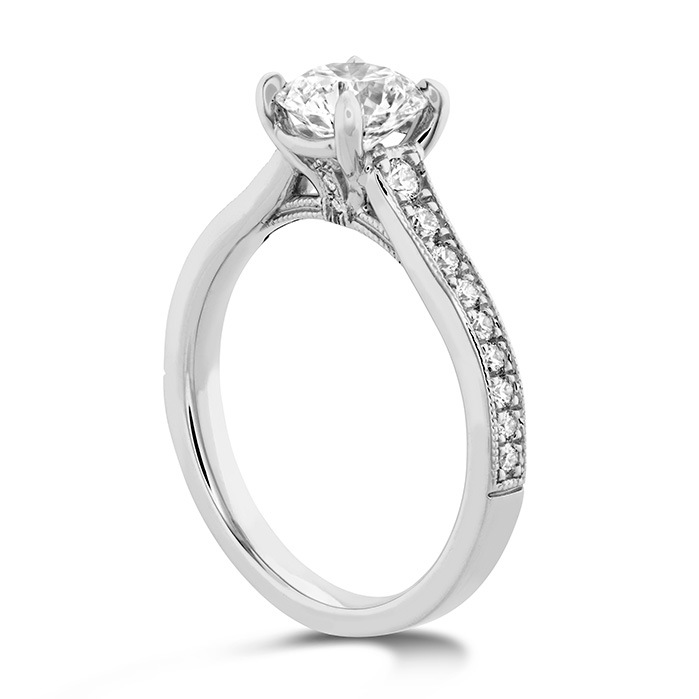 0.22 ctw. Liliana Milgrain Engagement Ring - Dia Band in 18K White Gold