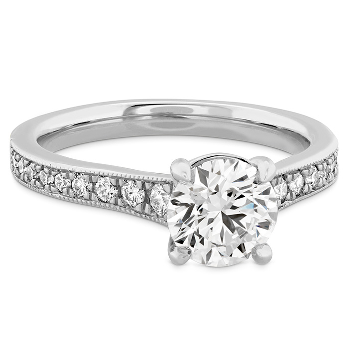 0.25 ctw. Liliana Milgrain Engagement Ring - Dia Band in 18K White Gold