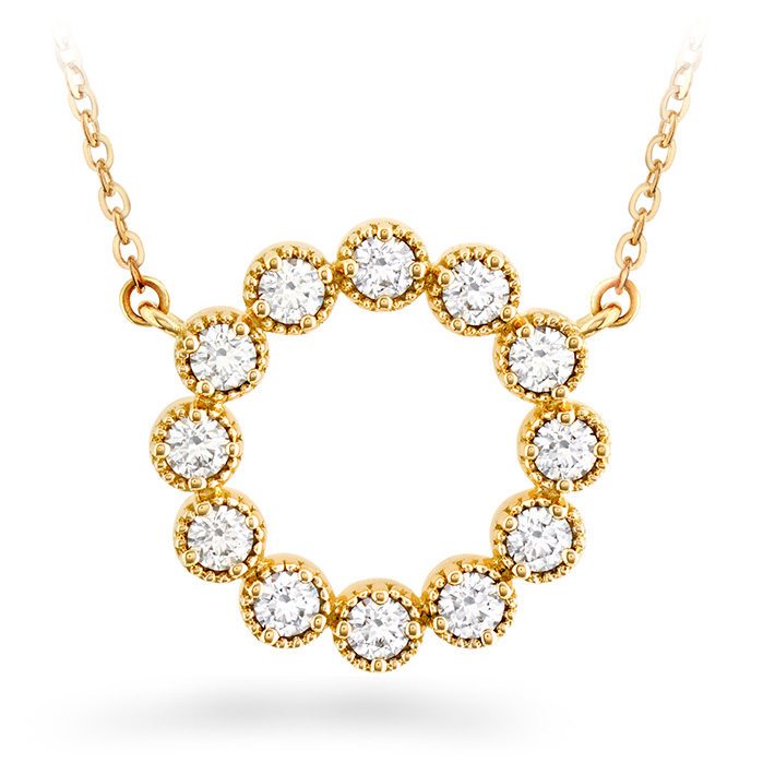 0.38 ctw. Liliana Milgrain Diamond Circle Pendant in 18K Yellow Gold