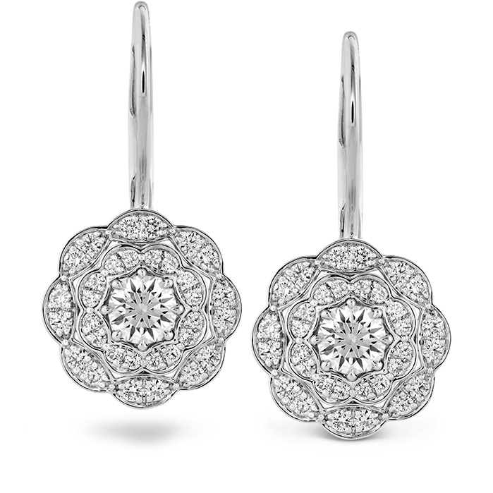 0.7 ctw. Lorelei Double Halo Diamond Drop Earrings in 18K Rose Gold