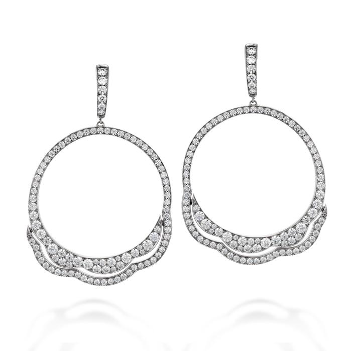 3.95 ctw. Lorelei Diamond Circle Earrings in 18K White Gold
