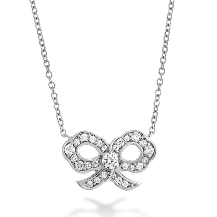 0.2 ctw. Lorelei Diamond Bow Necklace in 18K White Gold