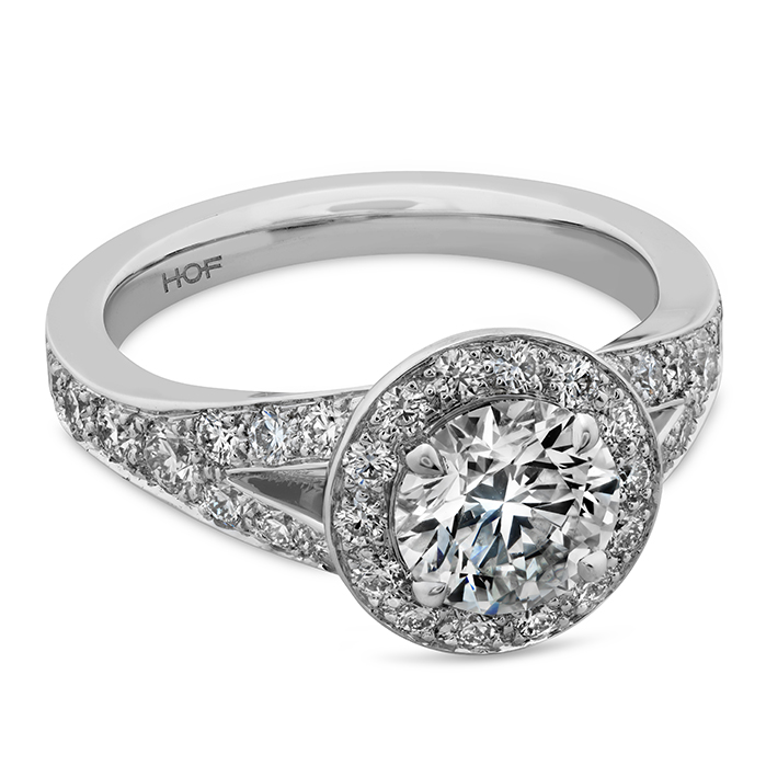 0.89 ctw. Luxe Transcend Premier HOF Halo Split Diamond Ring in Platinum